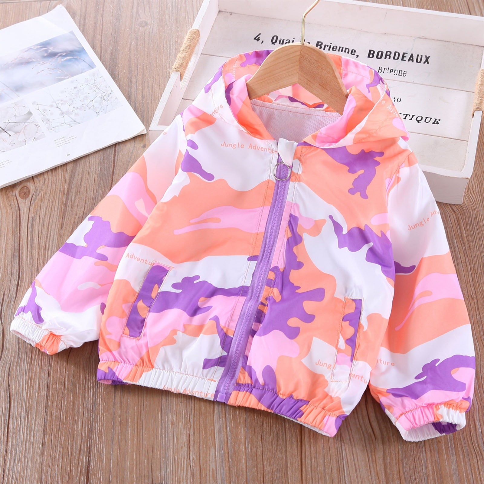 Avrntaa Toddler Jackets for Girls - Cartoon Print Full Zip Hooded Jacket Cute Dust Coats Cold Weather Shop Pink Jacket Size 7Y