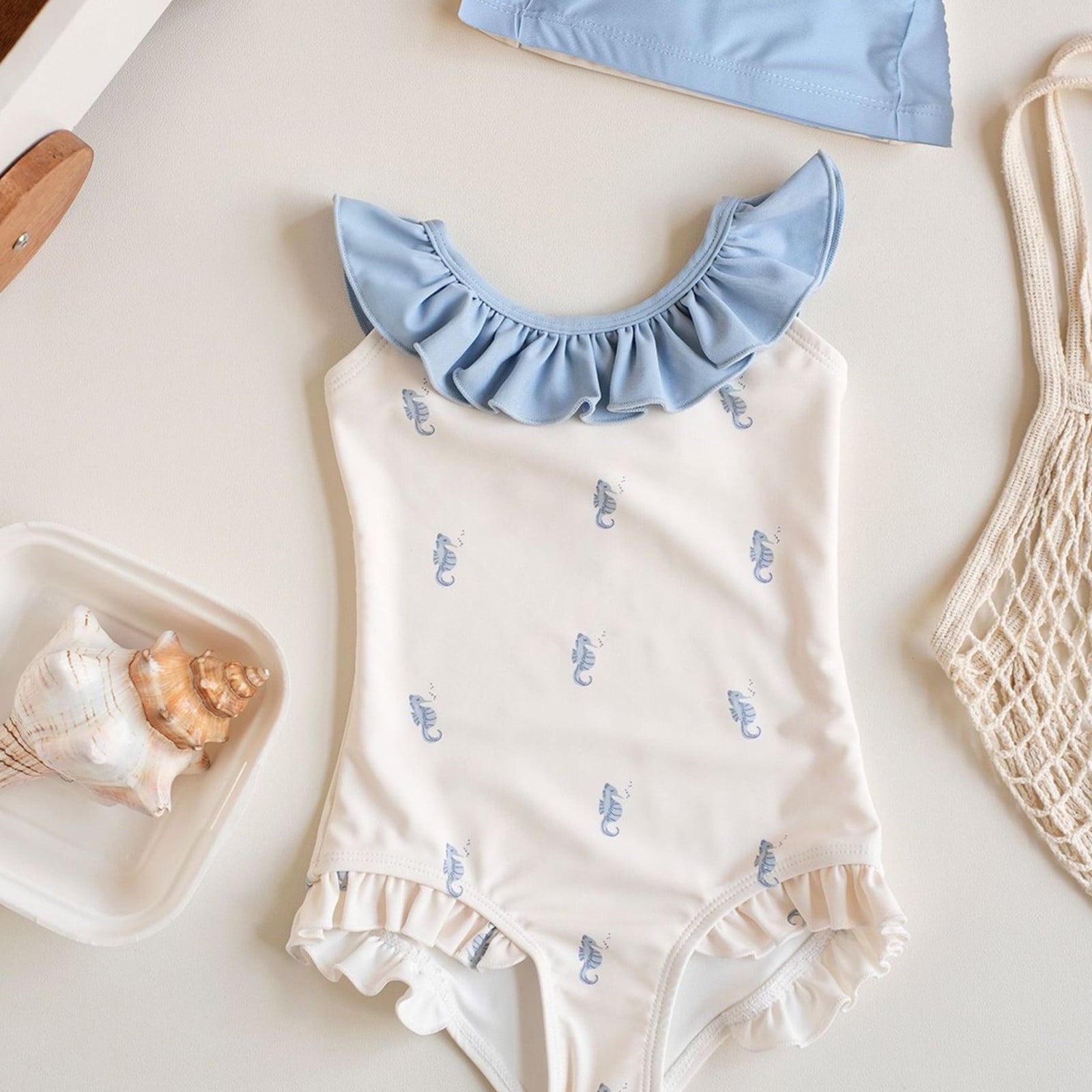 Glisme Girls Swimsuit Swimwear Bathing Suit For Toddler Kids Outdoor Summer Beach Play Floral Design Comfortable Swimwear Bathing Suit For Swimming Lessons And Beach Size 4-5 Years,Blue