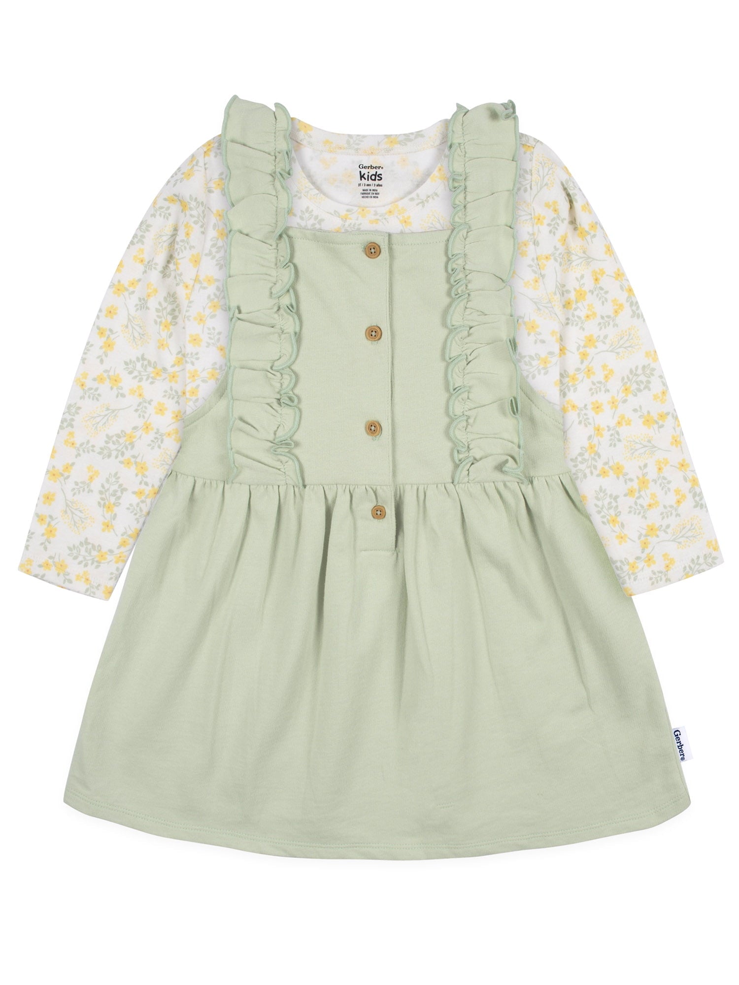 Gerber Baby Girl Jumper and Top Outfit Set, Sizes 12 Months - 2T