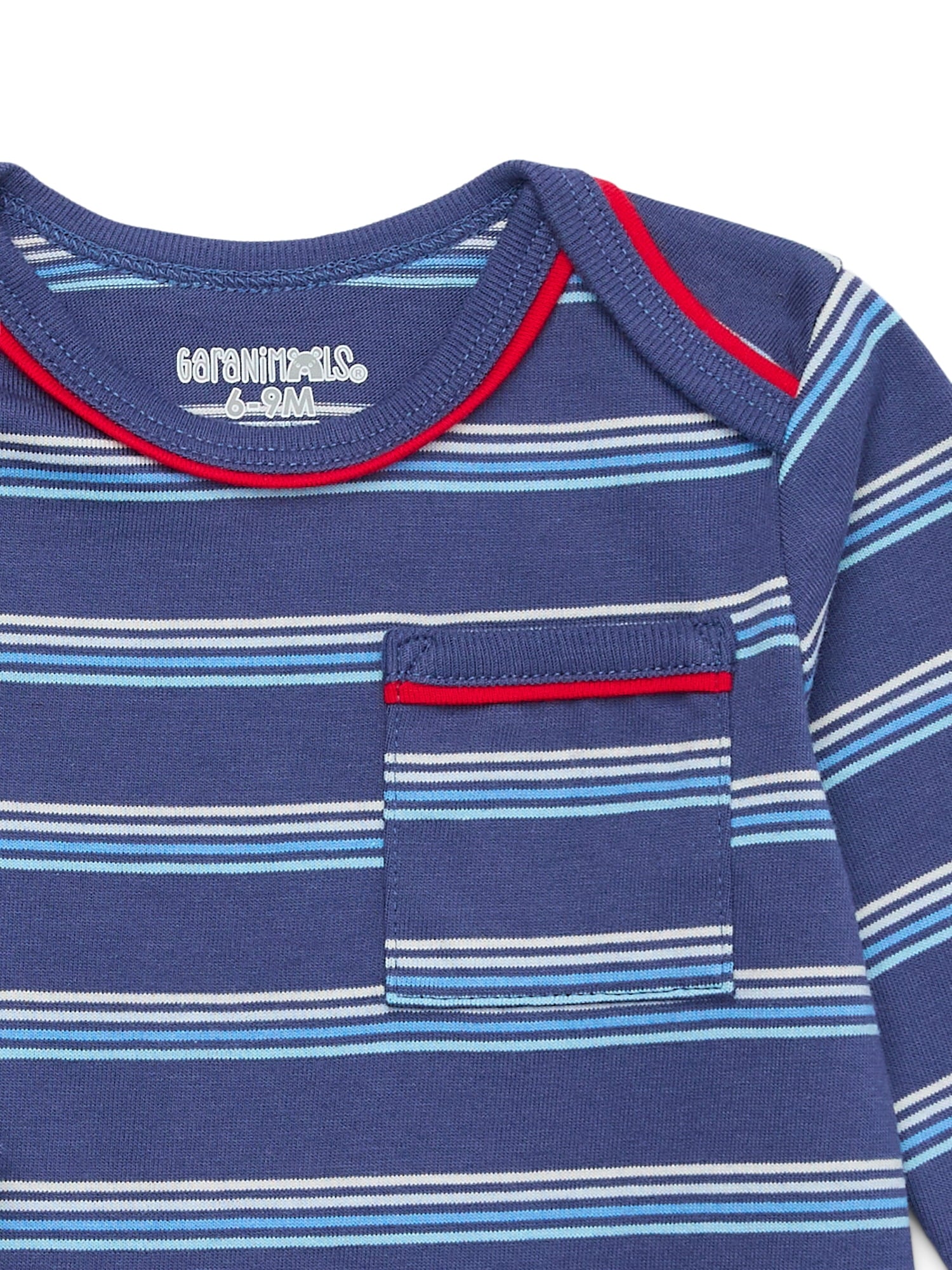 Garanimals Baby Boy Long Sleeve Striped Jersey Bodysuit with Pocket, Sizes 0-24 Months