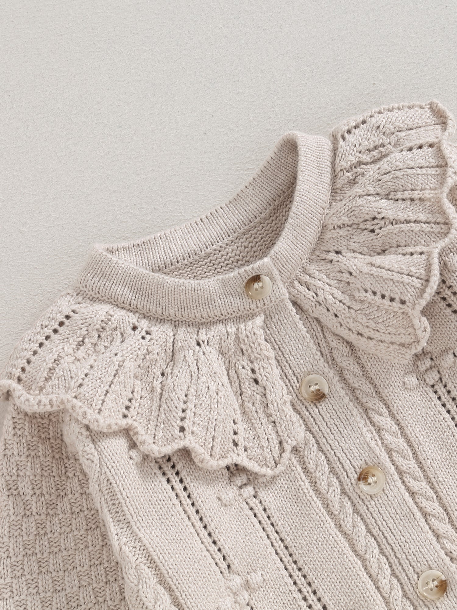 Elippeo Baby Girls Knitted Cardigan Sweater 3M 6M 12M 18M 24M Cute Doll Collar Crochet Button Closure Clothes Outerwear Winter Kids Tops Outfits