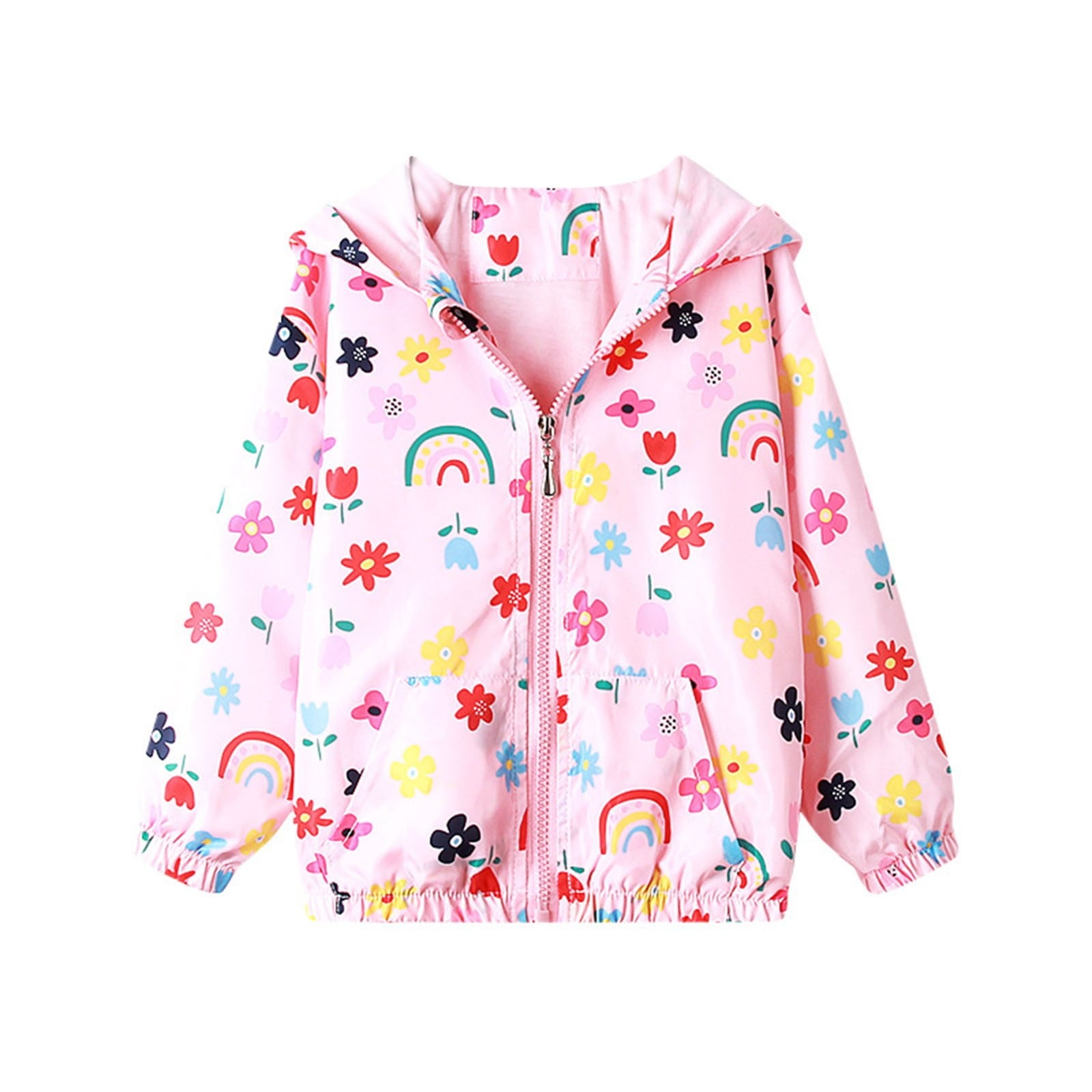 Avrntaa Toddler Jackets for Girls - Cartoon Print Full Zip Hooded Jacket Cute Dust Coats Cold Weather Shop Pink Jacket Size 7Y