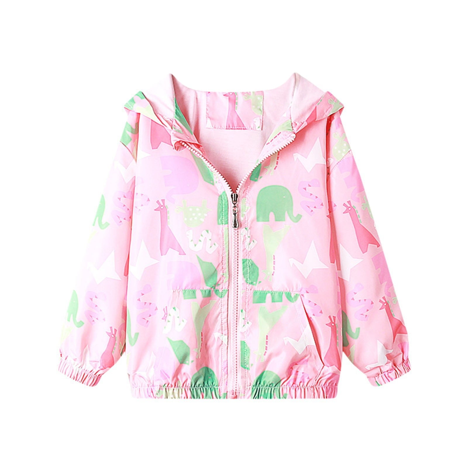 Avrntaa Toddler Jackets for Girls - Cartoon Print Full Zip Hooded Jacket Cute Dust Coats Cold Weather Shop Pink Jacket Size 7Y