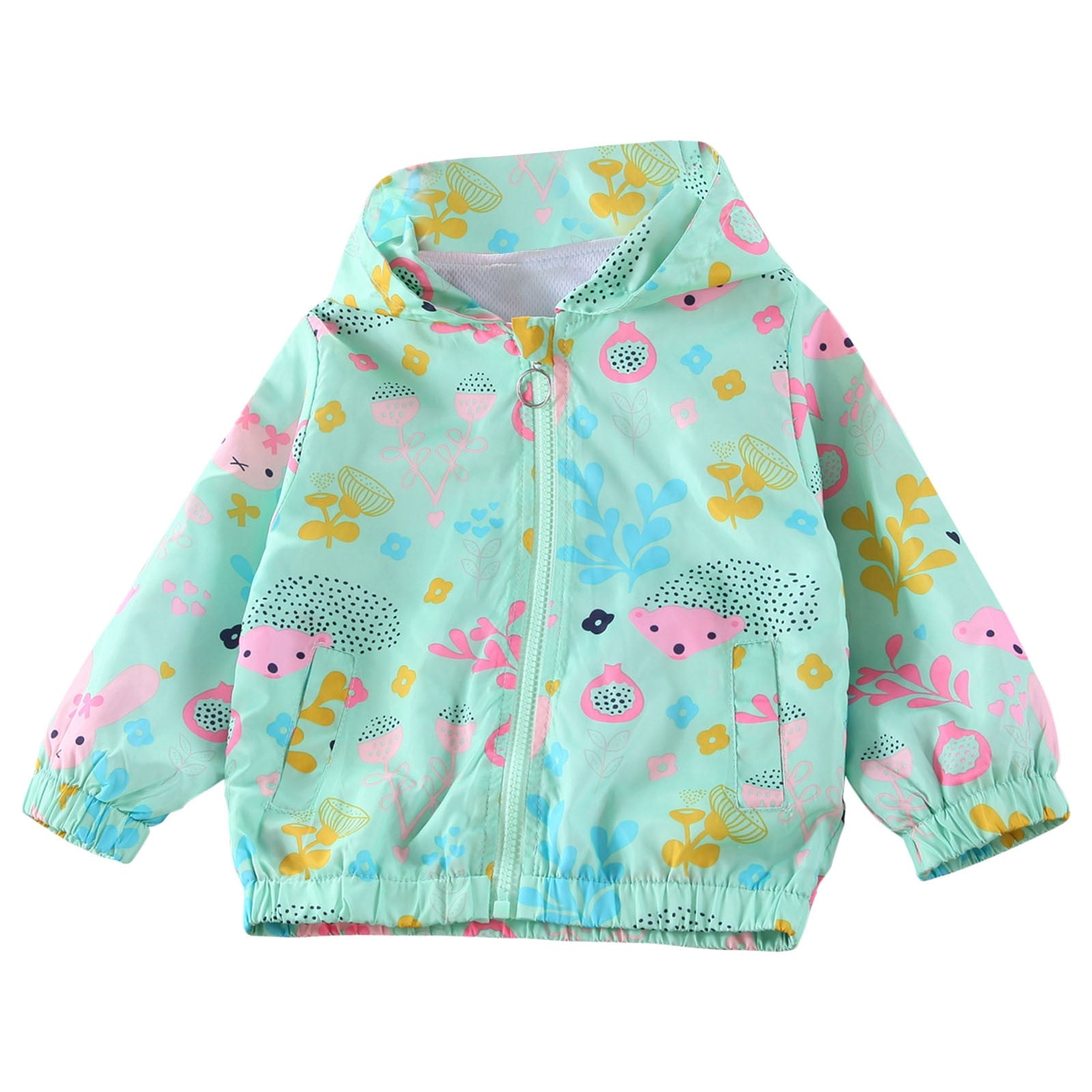 Avrntaa Toddler Jackets for Girls - Cartoon Print Full Zip Hooded Jacket Cute Dust Coats Cold Weather Shop Pink Jacket Size 7Y