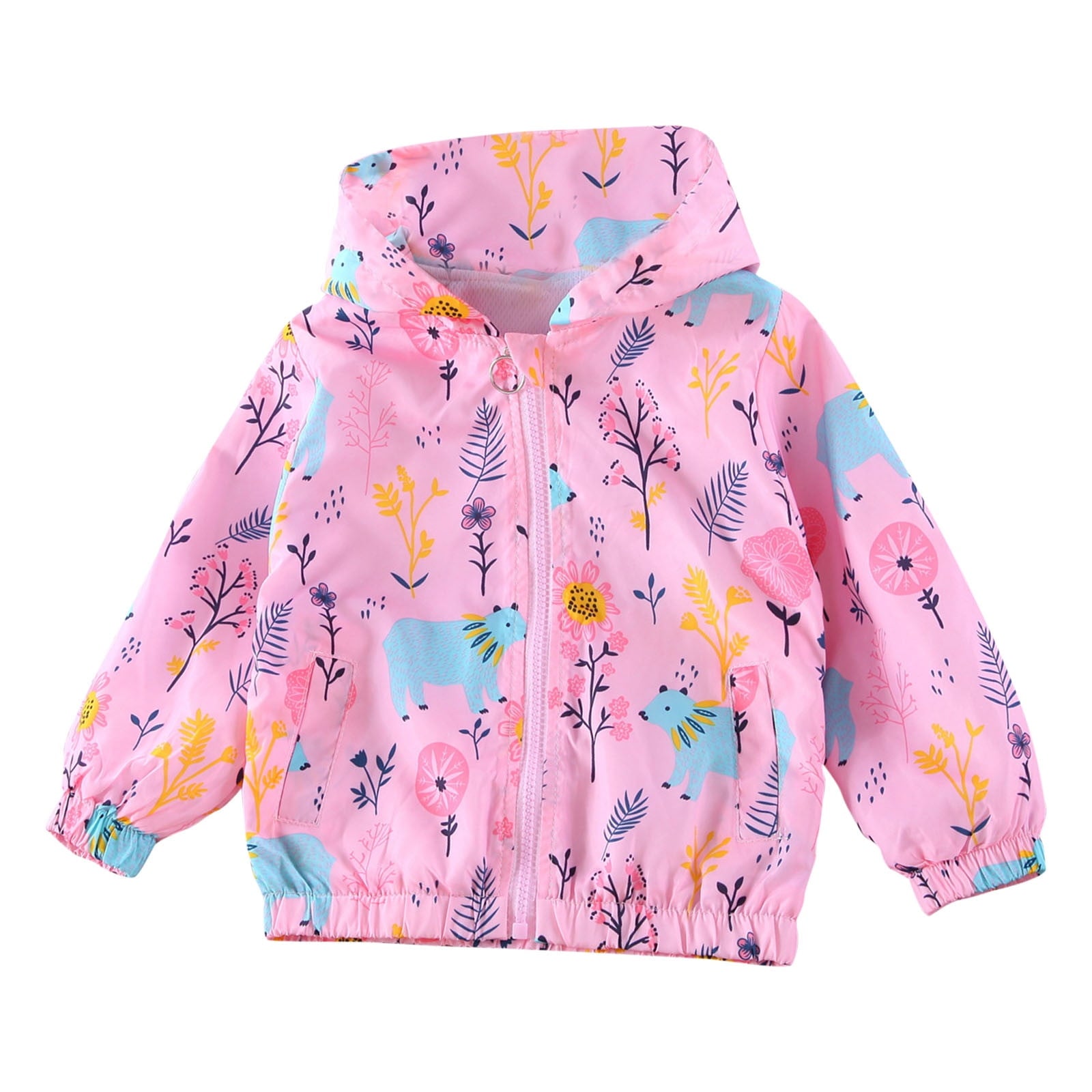 Avrntaa Toddler Jackets for Girls - Cartoon Print Full Zip Hooded Jacket Cute Dust Coats Cold Weather Shop Pink Jacket Size 7Y