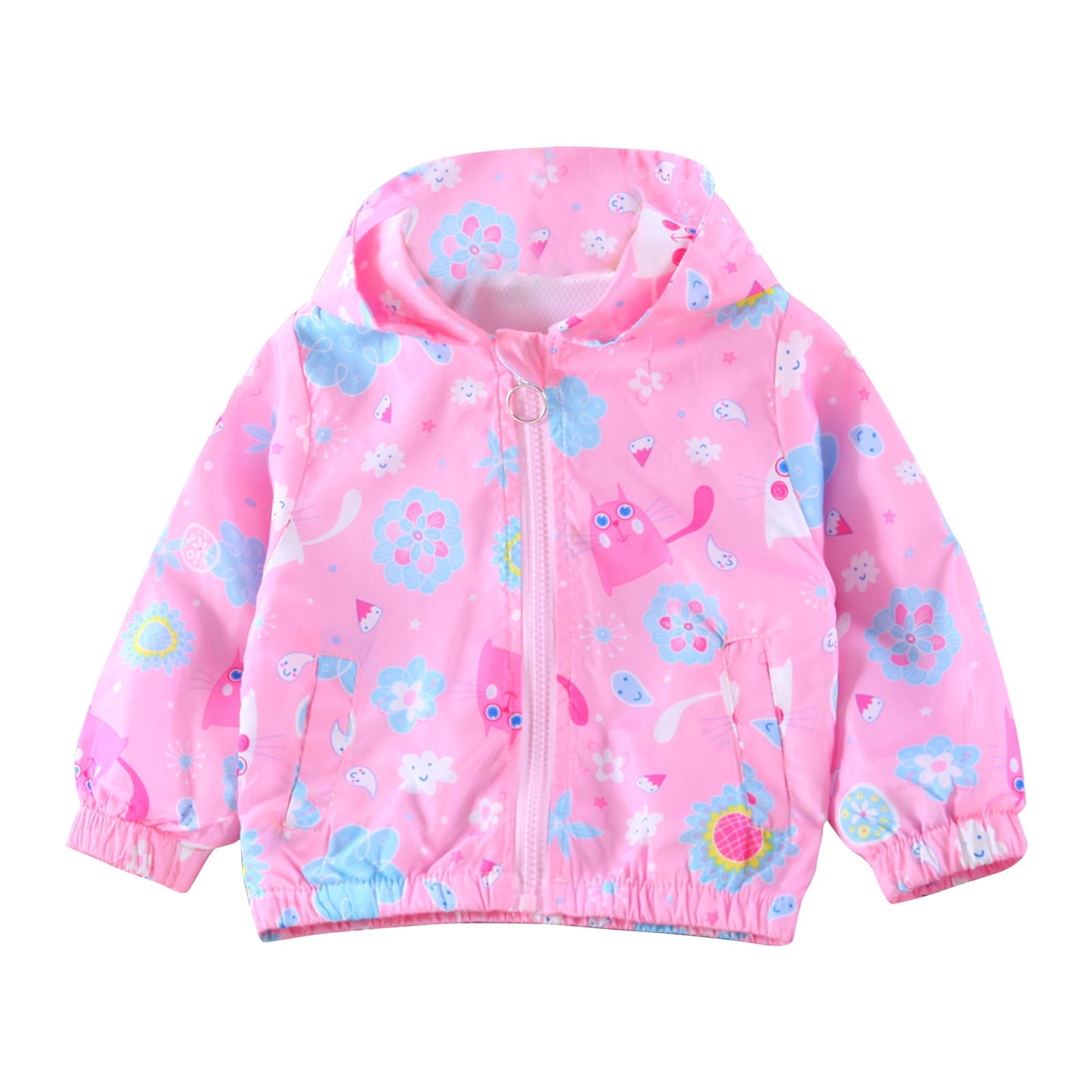Avrntaa Toddler Jackets for Girls - Cartoon Print Full Zip Hooded Jacket Cute Dust Coats Cold Weather Shop Pink Jacket Size 7Y