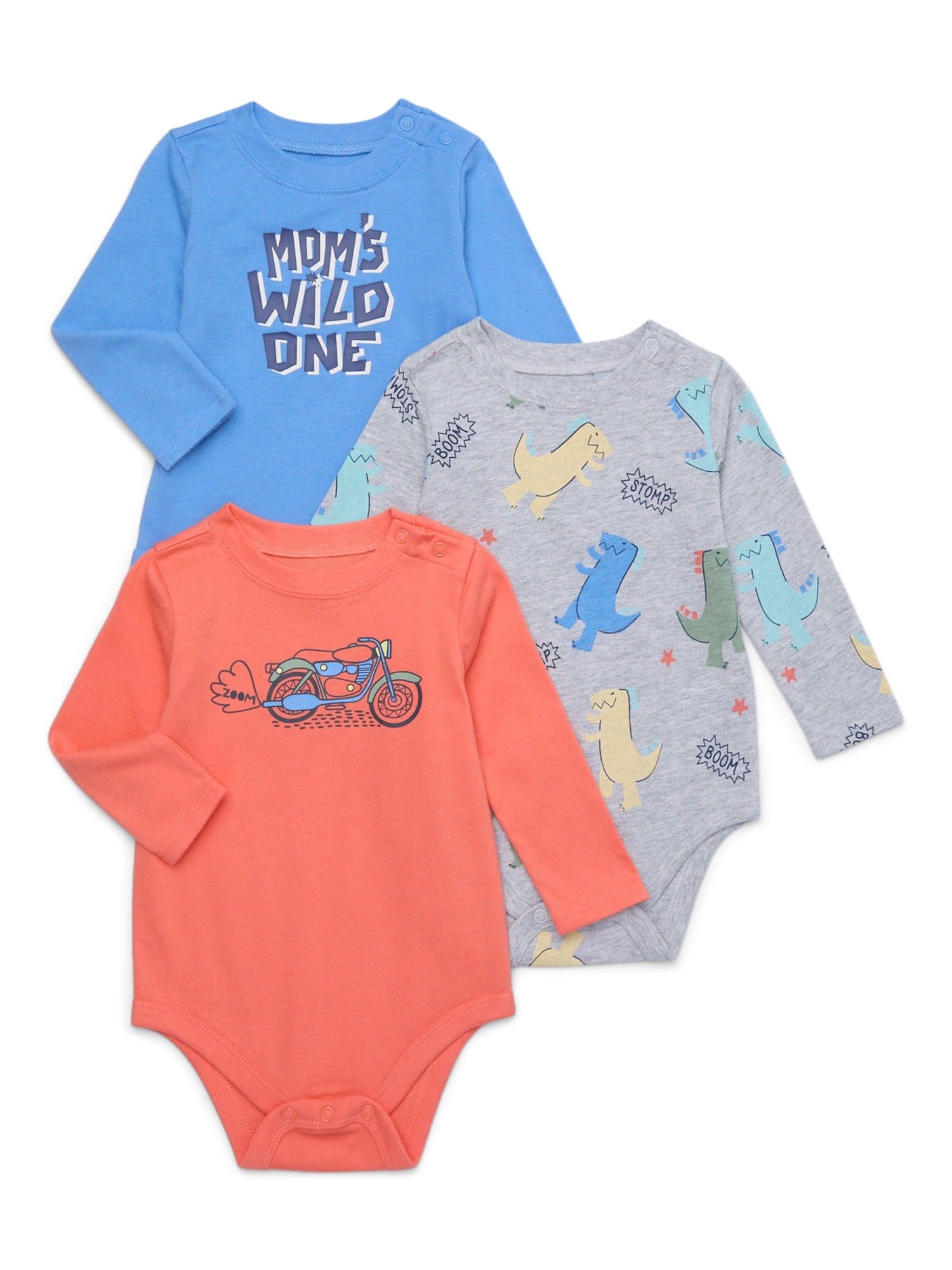 Garanimals Baby Boy Long Sleeve Striped Jersey Bodysuit with Pocket, Sizes 0-24 Months