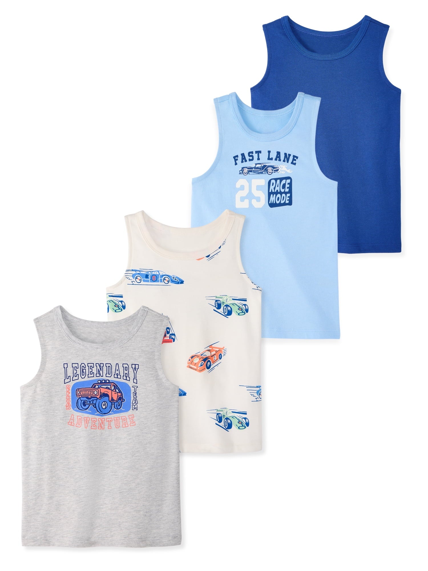 Garanimals Baby & Toddler Boy Cotton Solid Tank Tops, 4-Pack, 0M–6T
