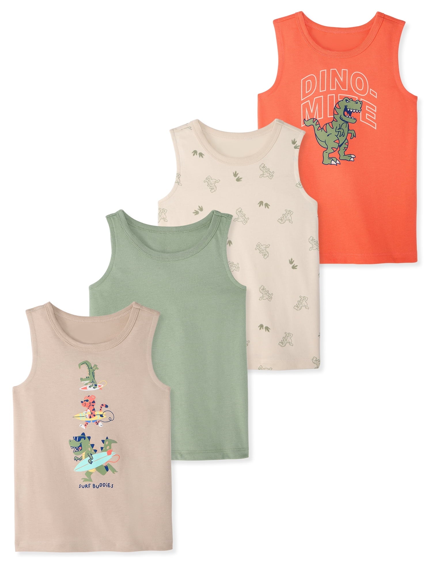Garanimals Baby & Toddler Boy Cotton Solid Tank Tops, 4-Pack, 0M–6T