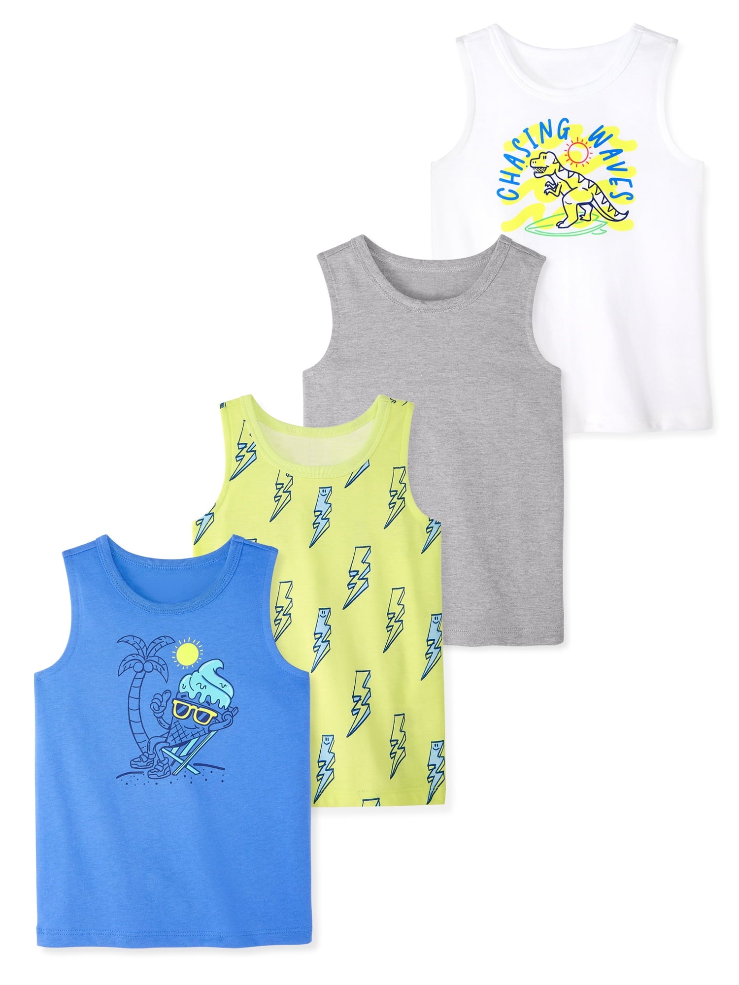 Garanimals Baby & Toddler Boy Cotton Solid Tank Tops, 4-Pack, 0M–6T