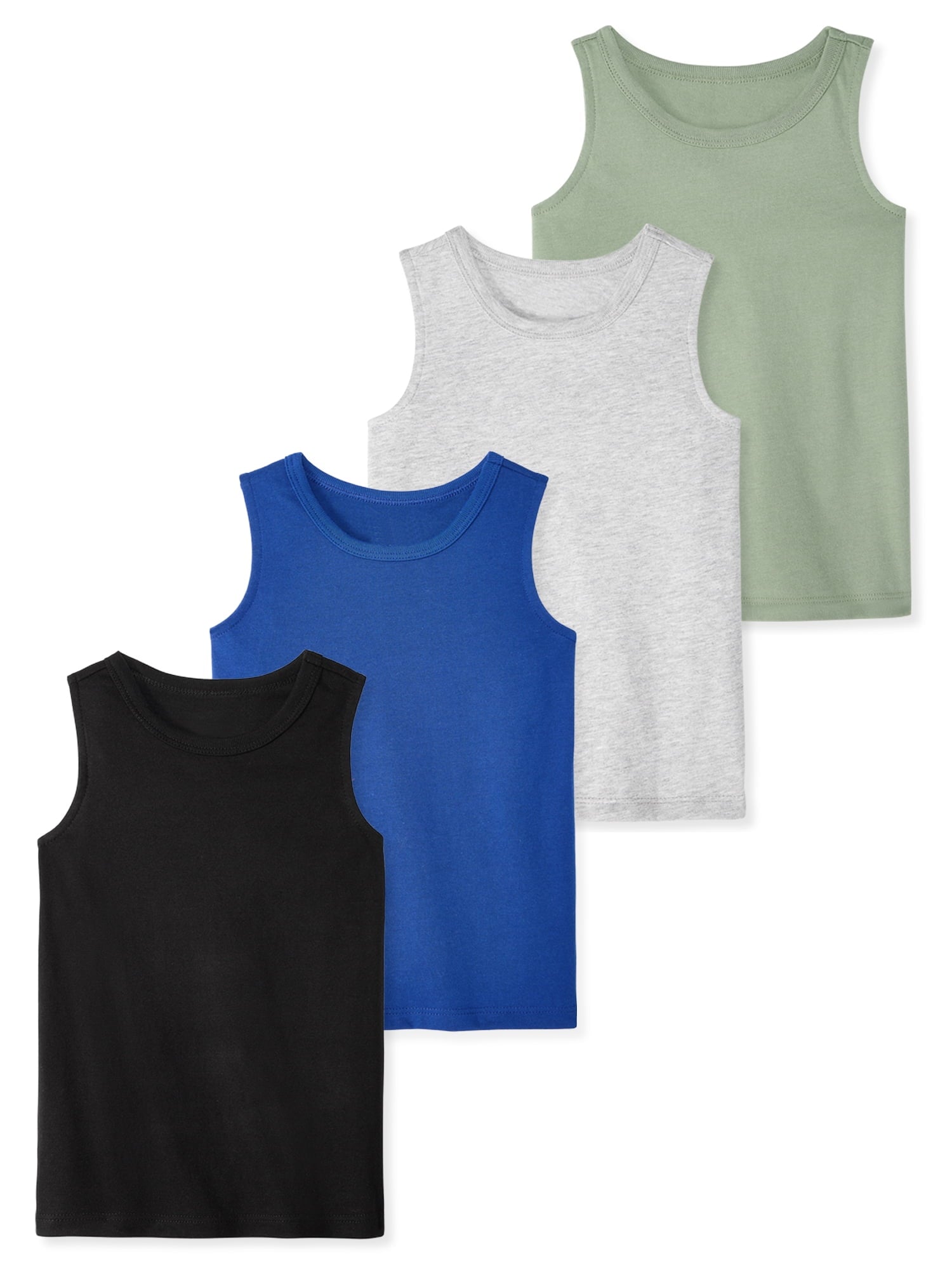 Garanimals Baby & Toddler Boy Cotton Solid Tank Tops, 4-Pack, 0M–6T