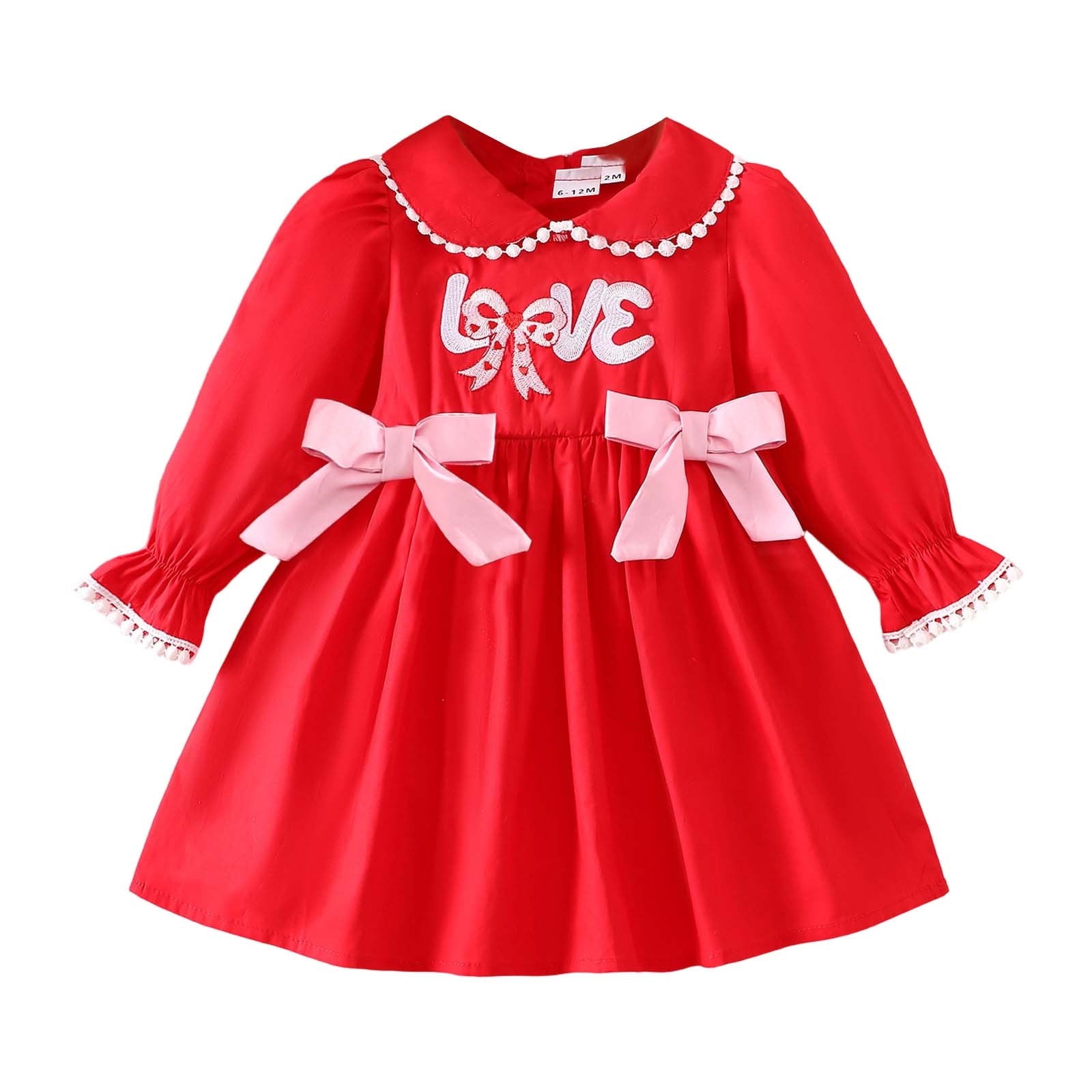 Gelikeya Girls Dresses Toddler Baby Girl Valentines Day Outfits Cute Hearts Long Sleeve Mesh Tutu Dress Kids Spring Fall Clothes A01 Red 4-5 Years