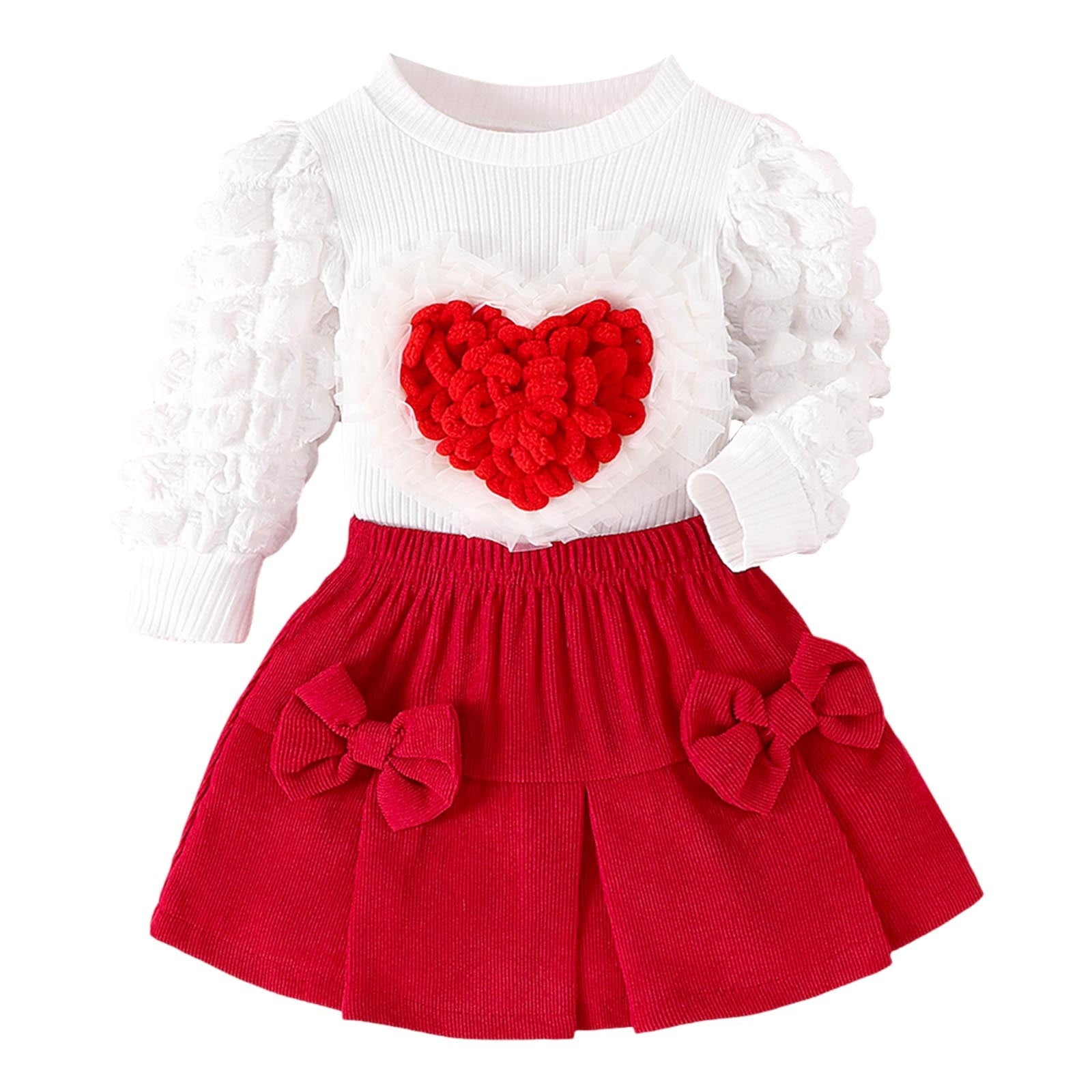 Gelikeya Girls Dresses Toddler Baby Girl Valentines Day Outfits Cute Hearts Long Sleeve Mesh Tutu Dress Kids Spring Fall Clothes A01 Red 4-5 Years